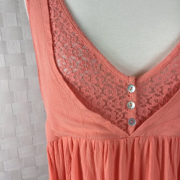 Umgee Salmon Crocheted Lace, Racer Back Swing Tank - Picture 3 of 7